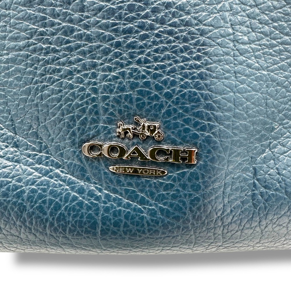 Coach Mercer Satchel Blue Pebbled Leather Suede Crossbody Bag‎ 37575 - Picture 3 of 11